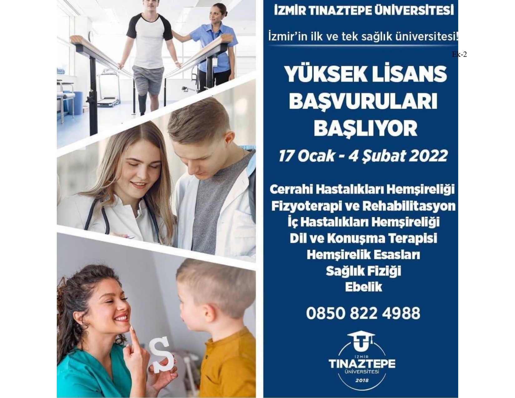 İzmir Tınaztepe Üniversitesi 2021/2022 Eğitim Öğretim Yılı Bahar Dönemi ...